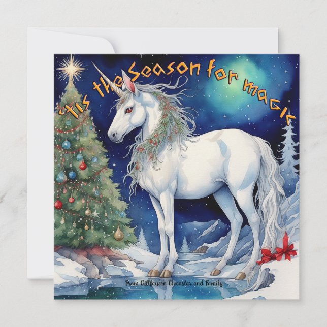 Midwinter Magic, Seasons Greetings Customisable Holiday Card (Front)