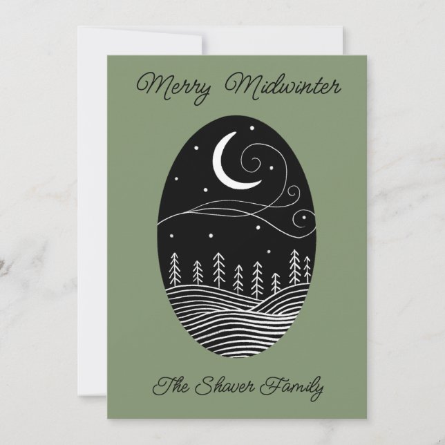 Midwinter Moon w/ Photo Flat Holiday Card (Front)