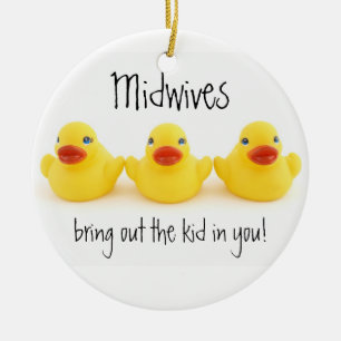 Midwives and Yellow Rubber Ducks Ceramic Tree Decoration