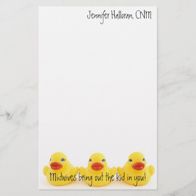 Midwives and Yellow Rubber Ducks Stationery (Front)