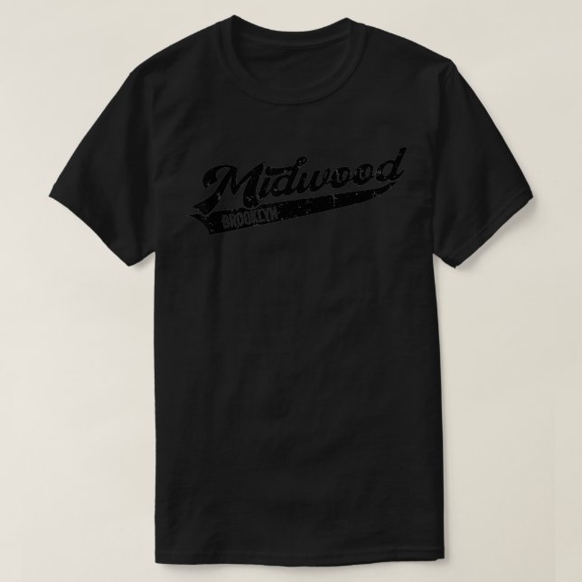 Midwood Brooklyn Typographic Distressed Design T-Shirt (Design Front)