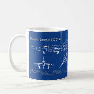 MiG-21 bis - Aeroplane Blueprint Plans AD Coffee Mug