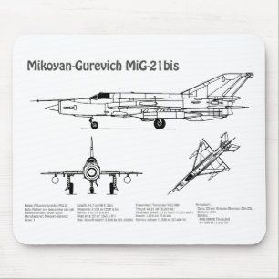 MiG-21 bis - Aeroplane Blueprint Plans BD Mouse Mat
