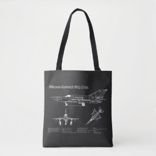 MiG-21 bis - Aeroplane Blueprint Plans PD Tote Bag