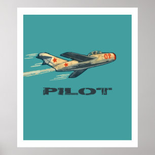 MIG PILOT (1960's Vintage Russian Candy wrapper) Poster