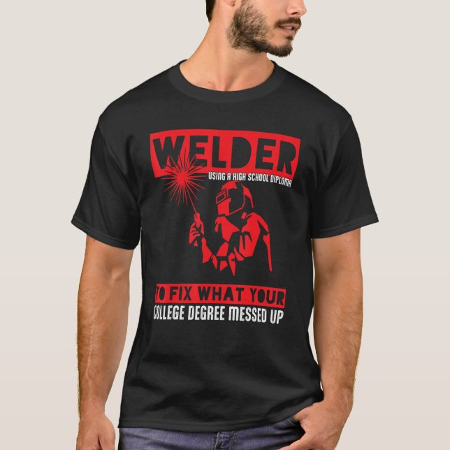 MIG TIG Welder Distressed For Men Women Steel Weld T-Shirt (Front)