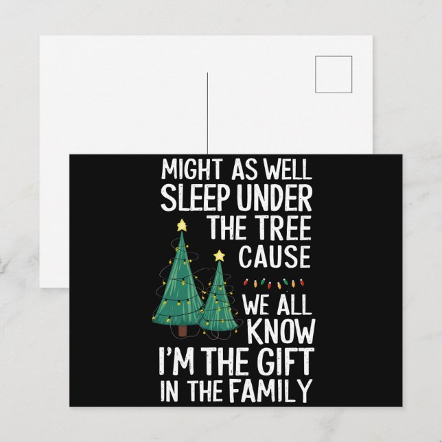 Might As Well Sleep Under The Tree Christmas Gift Postcard (Front/Back)