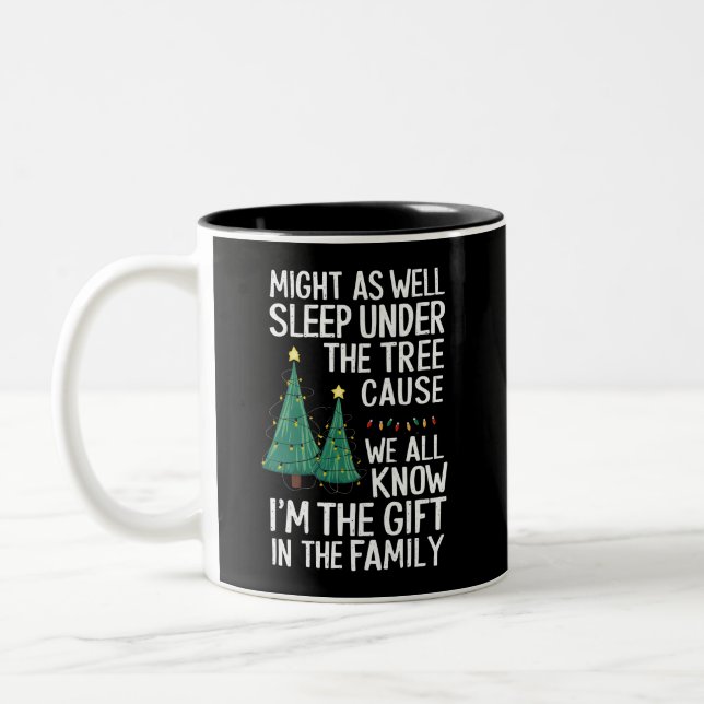 Might As Well Sleep Under The Tree Christmas Gift Two-Tone Coffee Mug (Left)