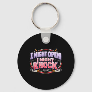 Might Open Might Knock Hockey Funny Humour Sports Key Ring