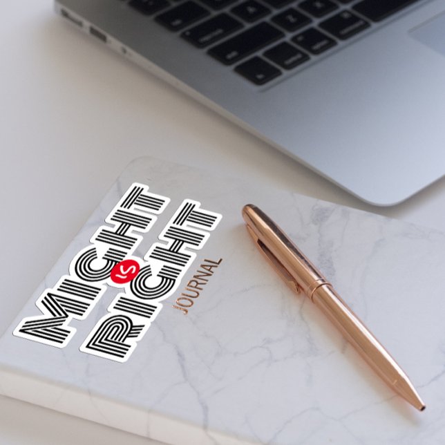 Might right motivational white black red sticker (Creator Uploaded)