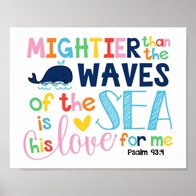 Mightier Than The Waves in the Sea Kids Bible Poster (Front)