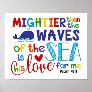 Mightier Than The Waves Kids Christian Poster