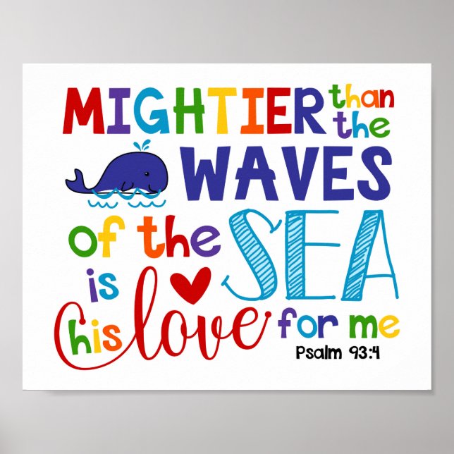 Mightier Than The Waves Kids Christian Poster (Front)