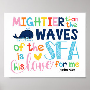 Mightier Than The Waves Kids Christian Poster