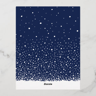 Mightnight Blue Snow Foil Holiday Party Invitation