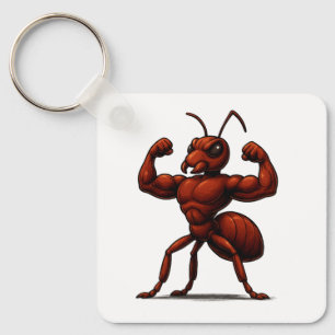 Mighty Ant – Cartoon Strong Ant Illustration Key Ring
