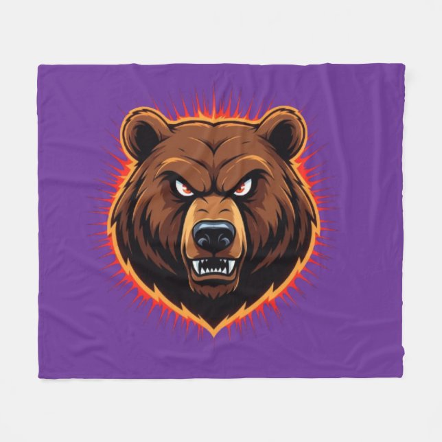 Mighty Bear – Raw Strength of Nature Fleece Blanket (Front (Horizontal))