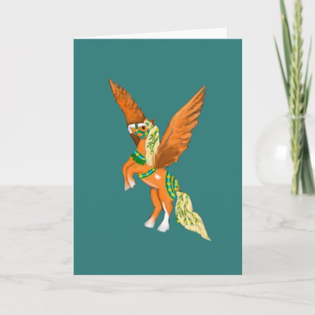 Mighty Belgian Pegasus Vintage Carousel Horse Card (Front)
