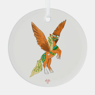 Mighty Belgian Pegasus Vintage Carousel Horse Glass Tree Decoration