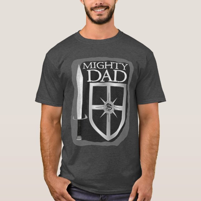 Mighty Dad Sword and Shield T-Shirt (Front)
