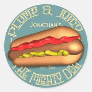 Mighty Dog Hotdog Personalised Classic Round Sticker
