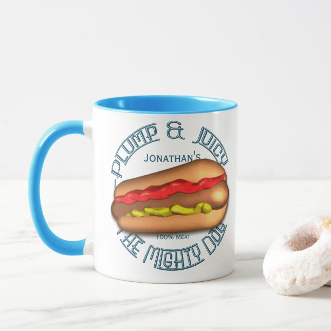 Mighty Dog Hotdog Personalised Mug (With Donut)