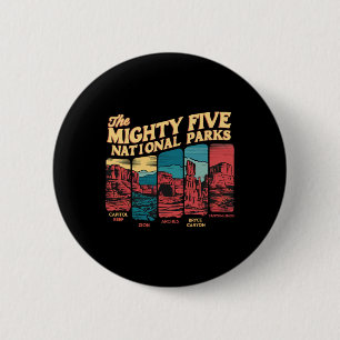 Mighty Five Big 5 National Parks Hiking Camping Vi 6 Cm Round Badge