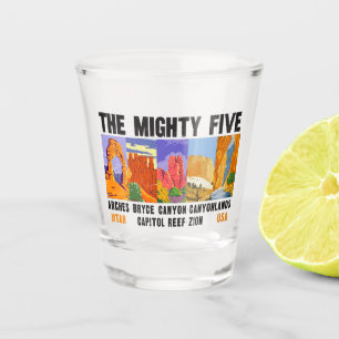 Mighty Five Utah National Parks List Vintage Shot Glass