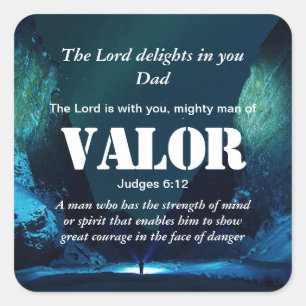 MIGHTY MAN OF VALOR   Christian Square Sticker