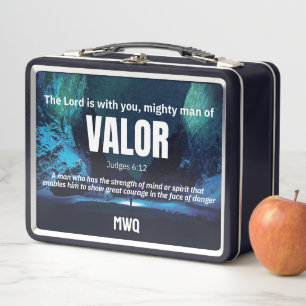 MIGHTY MAN OF VALOR Personalized Christian  Metal Lunch Box