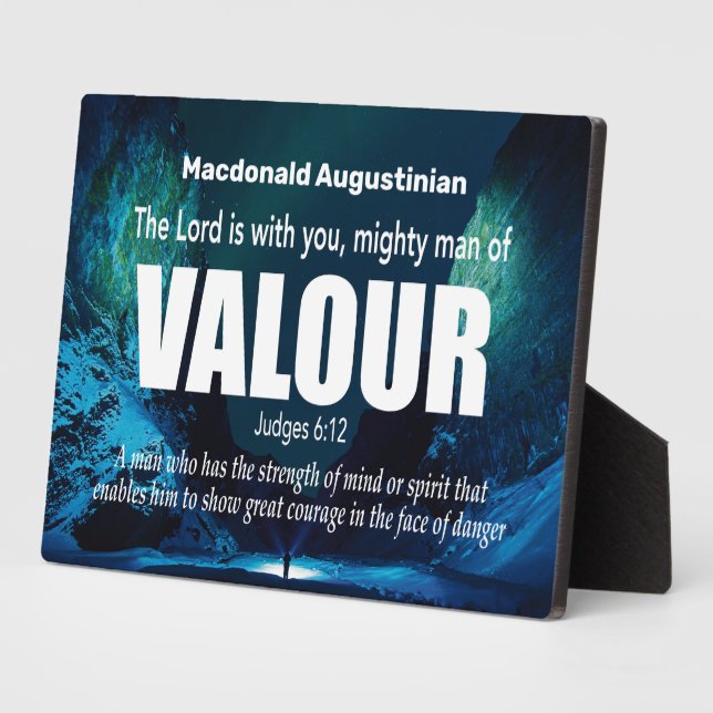 MIGHTY MAN OF VALOUR Judges 6:12 Inspirational Plaque (Side)