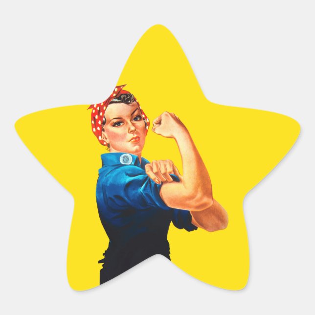 Mighty Rosie The Riveter Retro Style Star Sticker (Front)