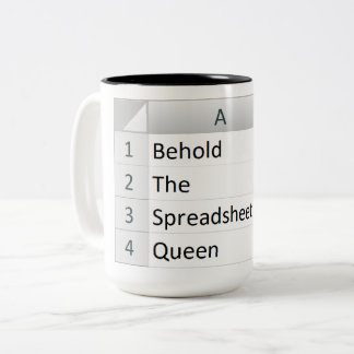 Mighty Spreadsheet Queen, Excel Silver Two-Tone Coffee Mug