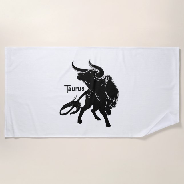 Mighty Taurus the Bull Zodiac Beach Towel (Front)