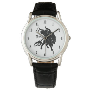Mighty Taurus the Bull Zodiac Black Numbers Watch