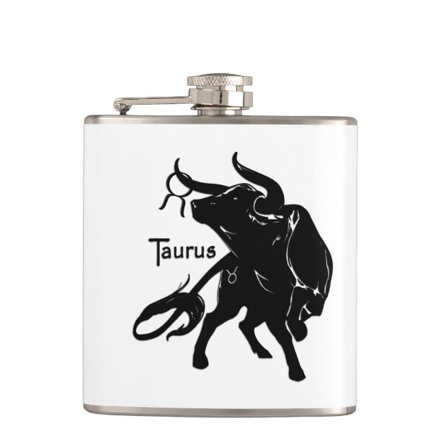 Mighty Taurus the Bull Zodiac Hip Flask (Front)