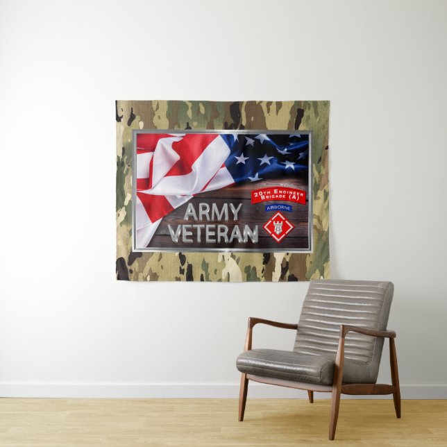 Mighty Veteran 20th Engineer Brigade-Airborne Tapestry (In Situ (Horizontal))