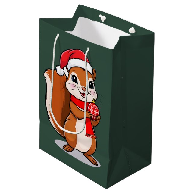 Mignon Christmas squirrel Medium Gift Bag (Front Angled)