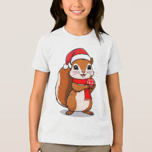 Mignon Christmas squirrel Tri-Blend Shirt