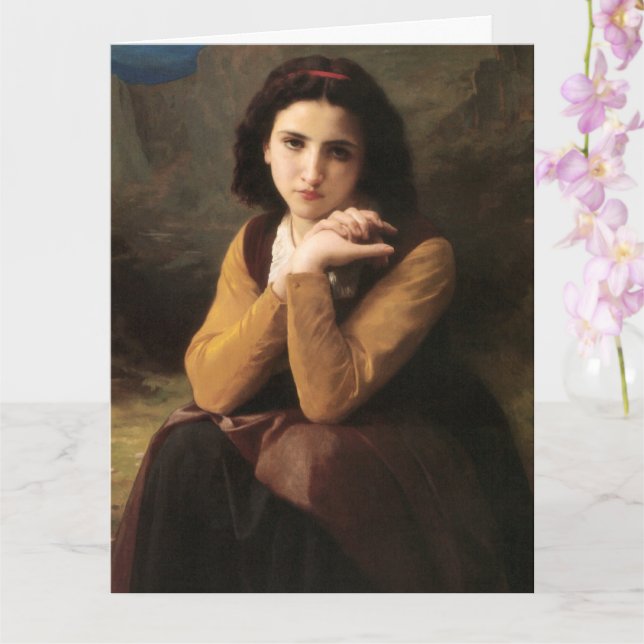 Mignon Innocence of Adolescent Girl, Bouguereau  Card (Orchid)