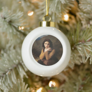 Mignon Innocence of Adolescent Girl, Bouguereau  Ceramic Ball Christmas Ornament