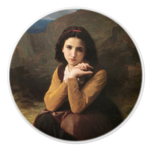 Mignon Innocence of Adolescent Girl, Bouguereau Ceramic Knob