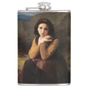 Mignon Innocence of Adolescent Girl, Bouguereau Hip Flask