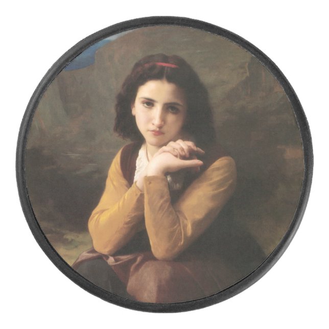 Mignon Innocence of Adolescent Girl, Bouguereau  Hockey Puck (Front)