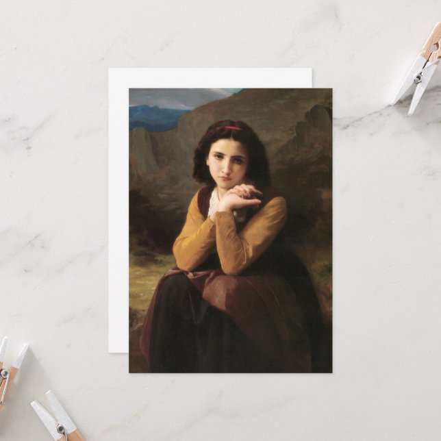 Mignon Innocence of Adolescent Girl, Bouguereau  Invitation (Front/Back In Situ)