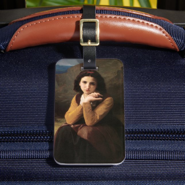 Mignon Innocence of Adolescent Girl, Bouguereau  Luggage Tag (Front Insitu 2)