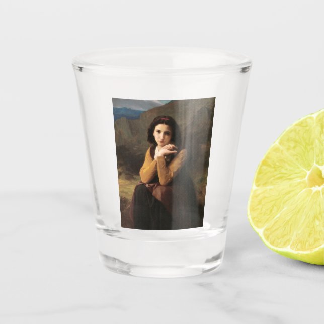 Mignon Innocence of Adolescent Girl, Bouguereau  Shot Glass (Front)