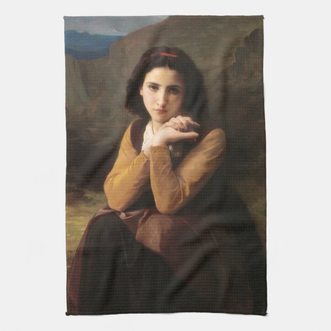 Mignon Innocence of Adolescent Girl, Bouguereau  Tea Towel (Vertical)