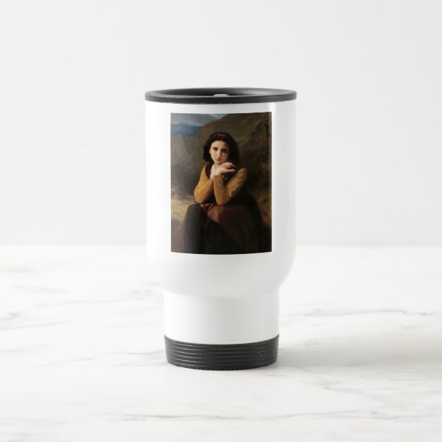 Mignon Innocence of Adolescent Girl, Bouguereau  Travel Mug (Center)