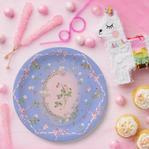 Mignonette Strawberries French Blue Large Plate